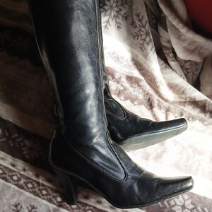 Franco Sarto Sleek Black Heeled Boots
